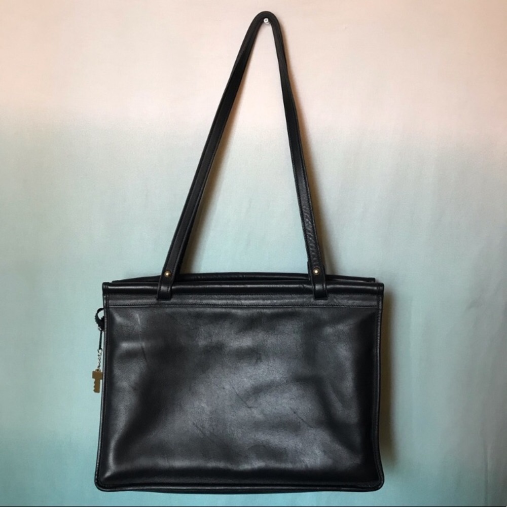 Jack Georges black leather briefcase. Vintage.